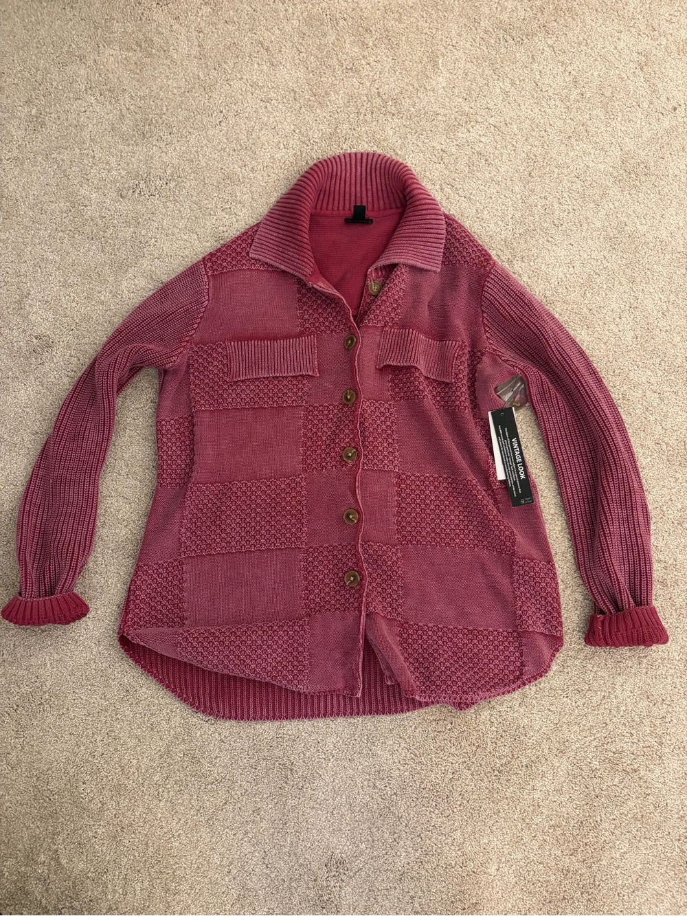 Tribal Fashion Special Wash Sweater Cardigan in Plumwine